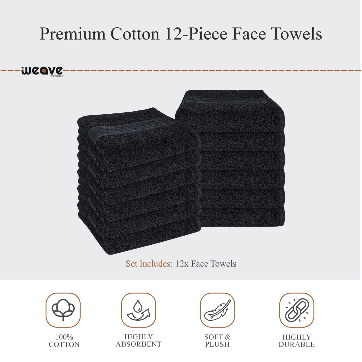 Rhodes Towel Black 100% Cotton Hand Bath Towels, Sheets & Face Cloths - Joe’s Haven
