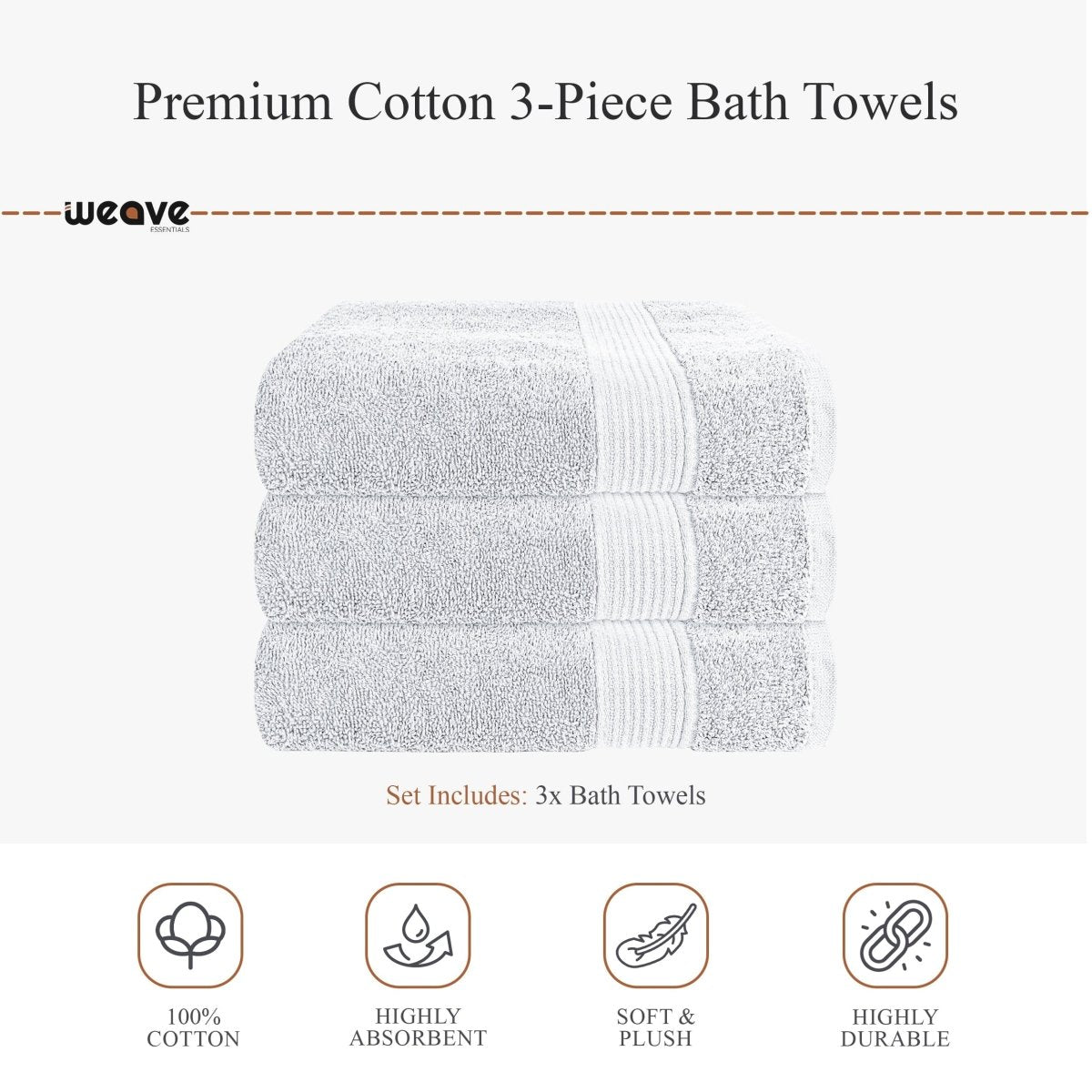 Rhodes Towel White 100% Cotton Hotel Quality Towels - Joe’s Haven