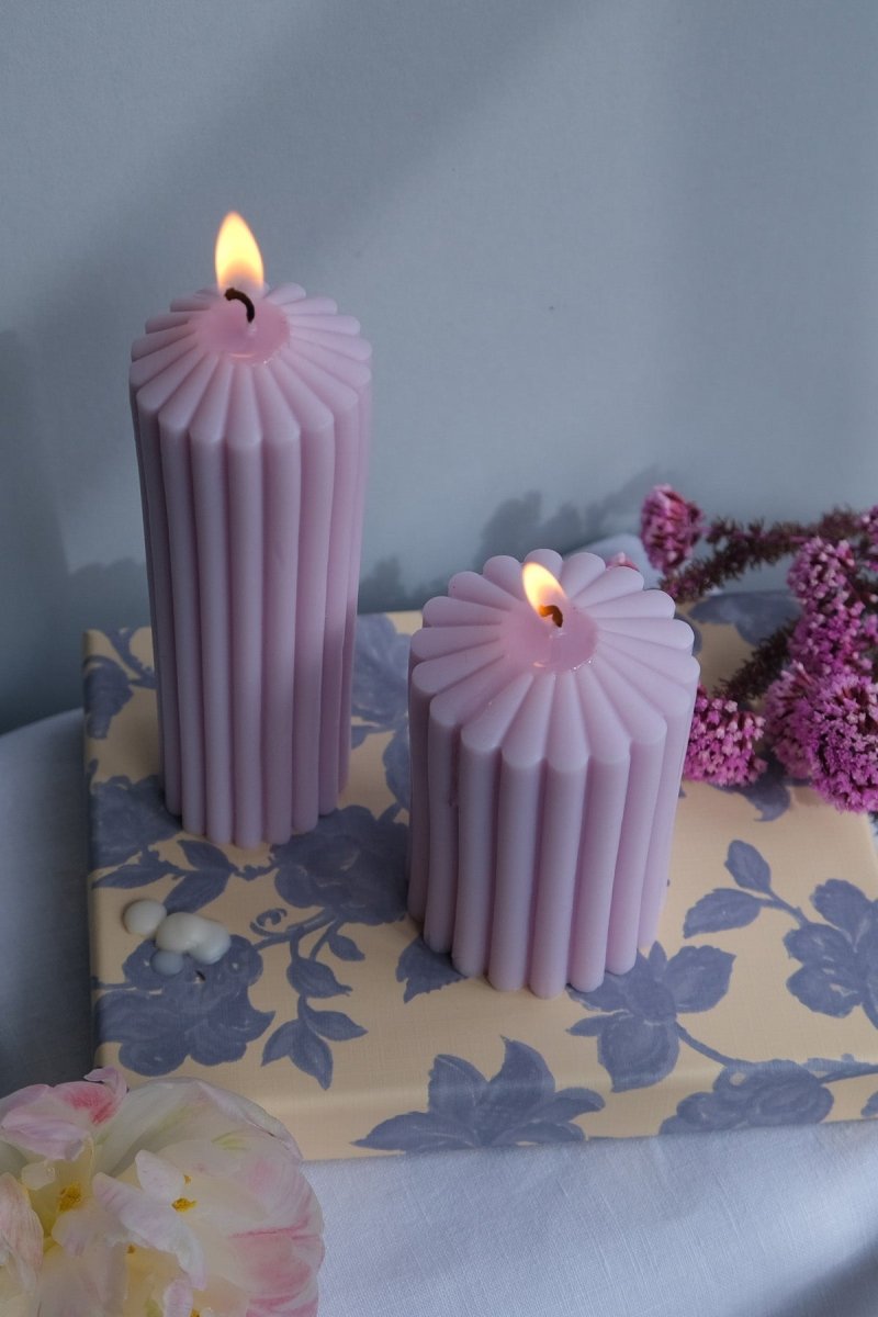 Ribbed Pillar Candle Duo - Joe’s Haven