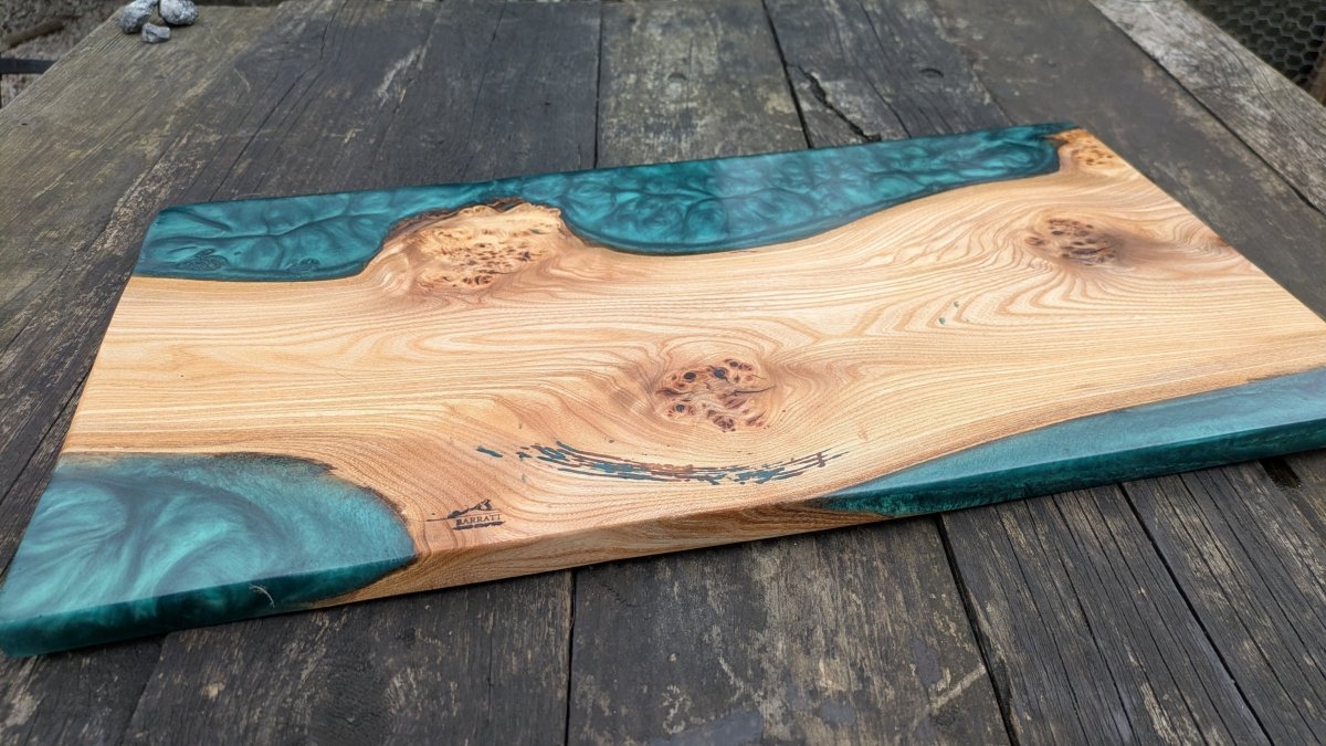 British Elm and dark green resin board - Joe’s Haven