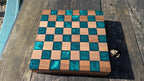 Walnut and teal resin chess board - Joe’s Haven