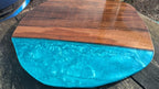 English Walnut and blue resin coffee table - Joe’s Haven
