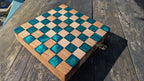 Walnut and teal resin chess board - Joe’s Haven
