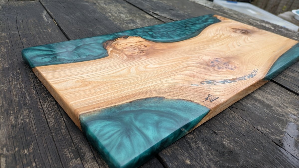 British Elm and dark green resin board - Joe’s Haven