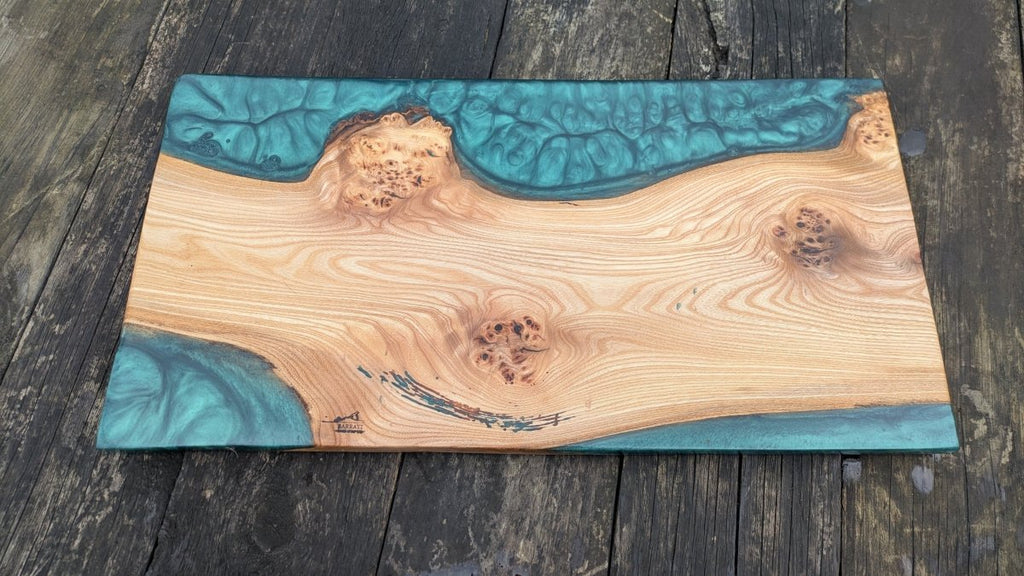 British Elm and dark green resin board - Joe’s Haven