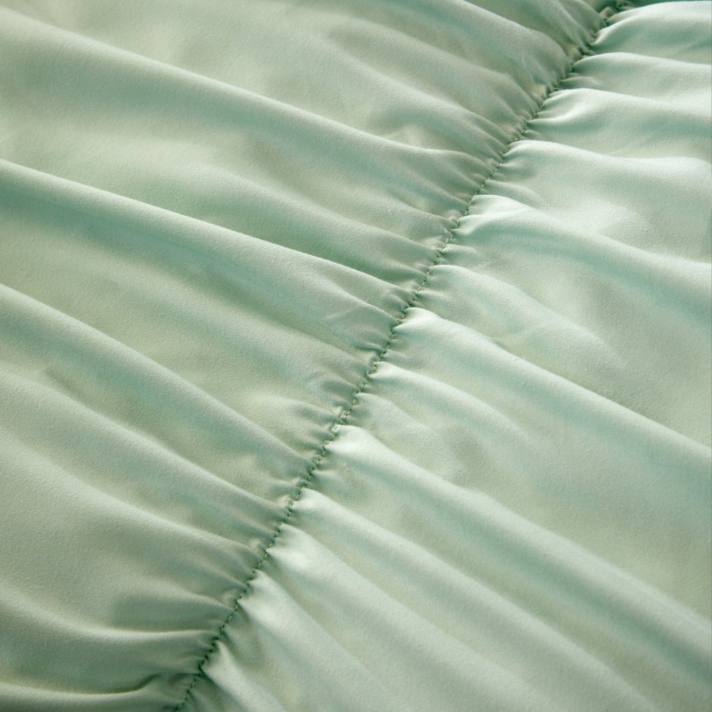 Ruched Sage Green Microfibre Duvet Cover Set - Joe’s Haven