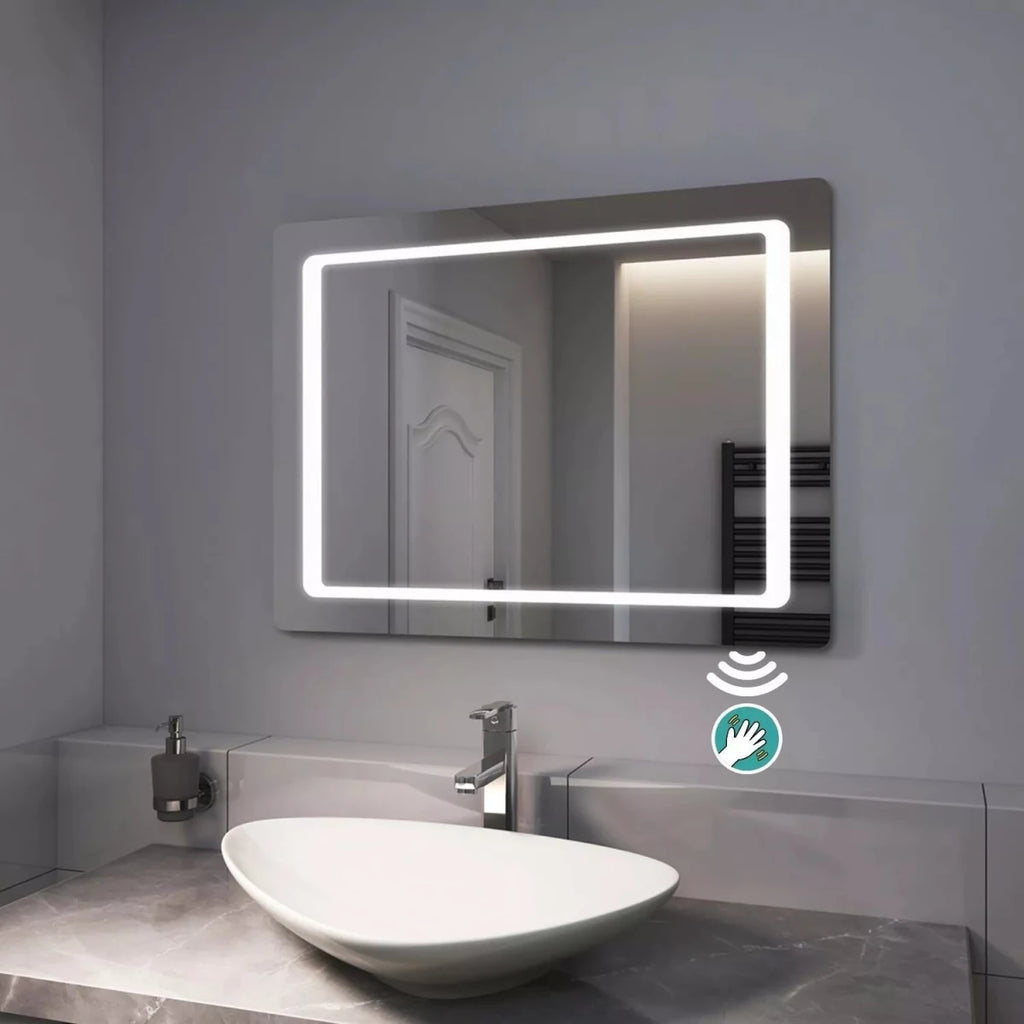 LED Bathroom Mirror 700x500mm Demister Shaver Socket Sensor Switch EMKE - Joe’s Haven