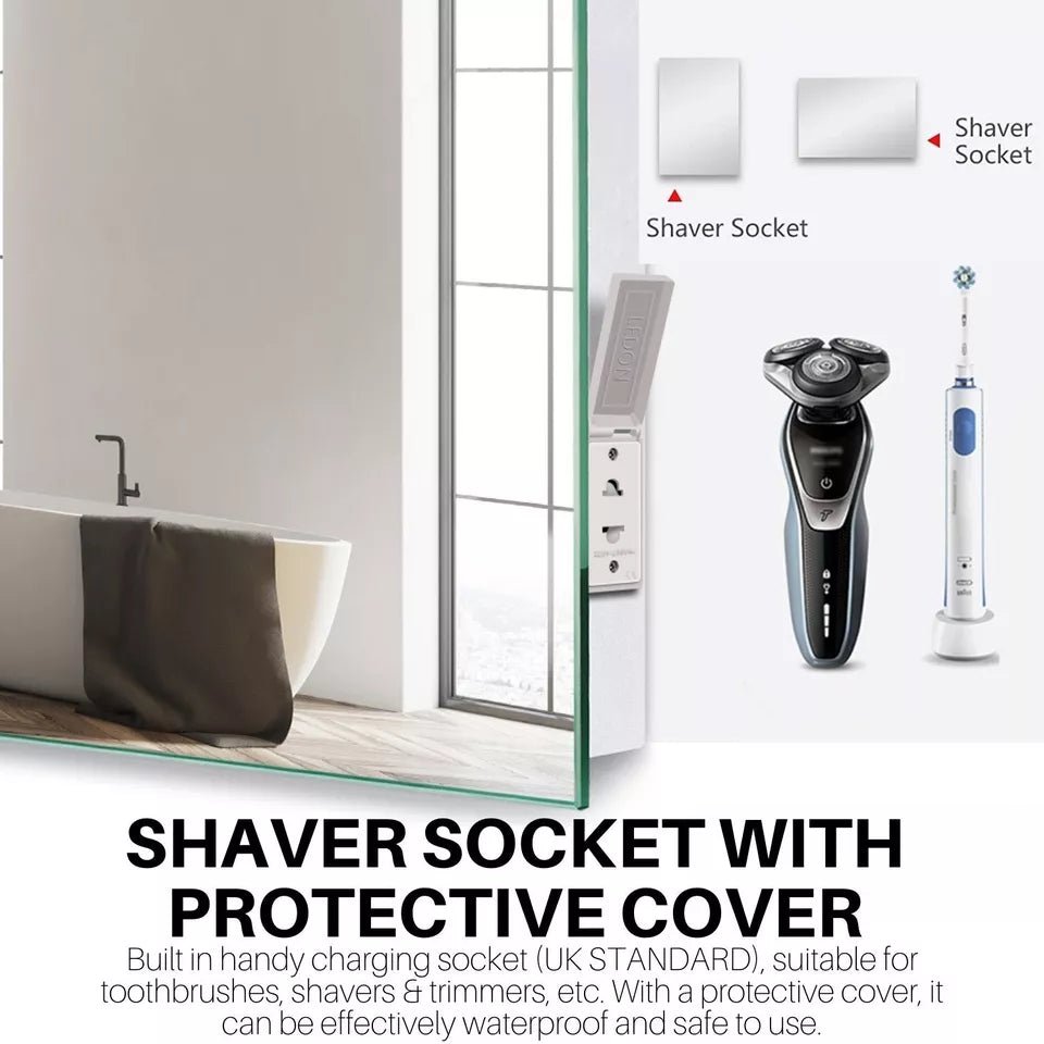 LED Bathroom Mirror 700x500mm Demister Shaver Socket Sensor Switch EMKE - Joe’s Haven