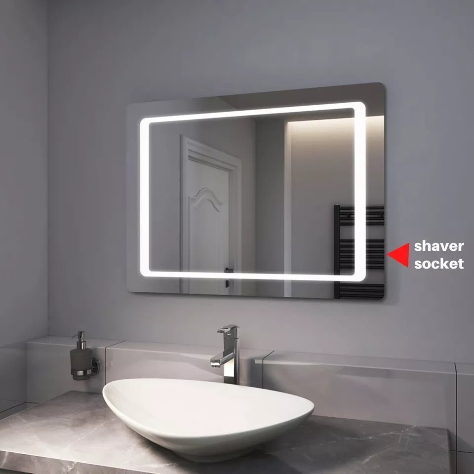 LED Bathroom Mirror 700x500mm Demister Shaver Socket Sensor Switch EMKE - Joe’s Haven