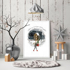 Christmas decor in living room wall art print