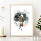 Christmas decor in living room wall art print