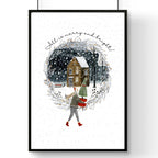Christmas decor in living room wall art print