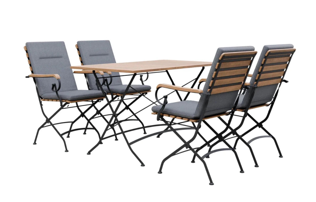 Sicily 4 Seater Teak and Wrought Iron Rectangular 120cm Garden Dining Set - Joe’s Haven