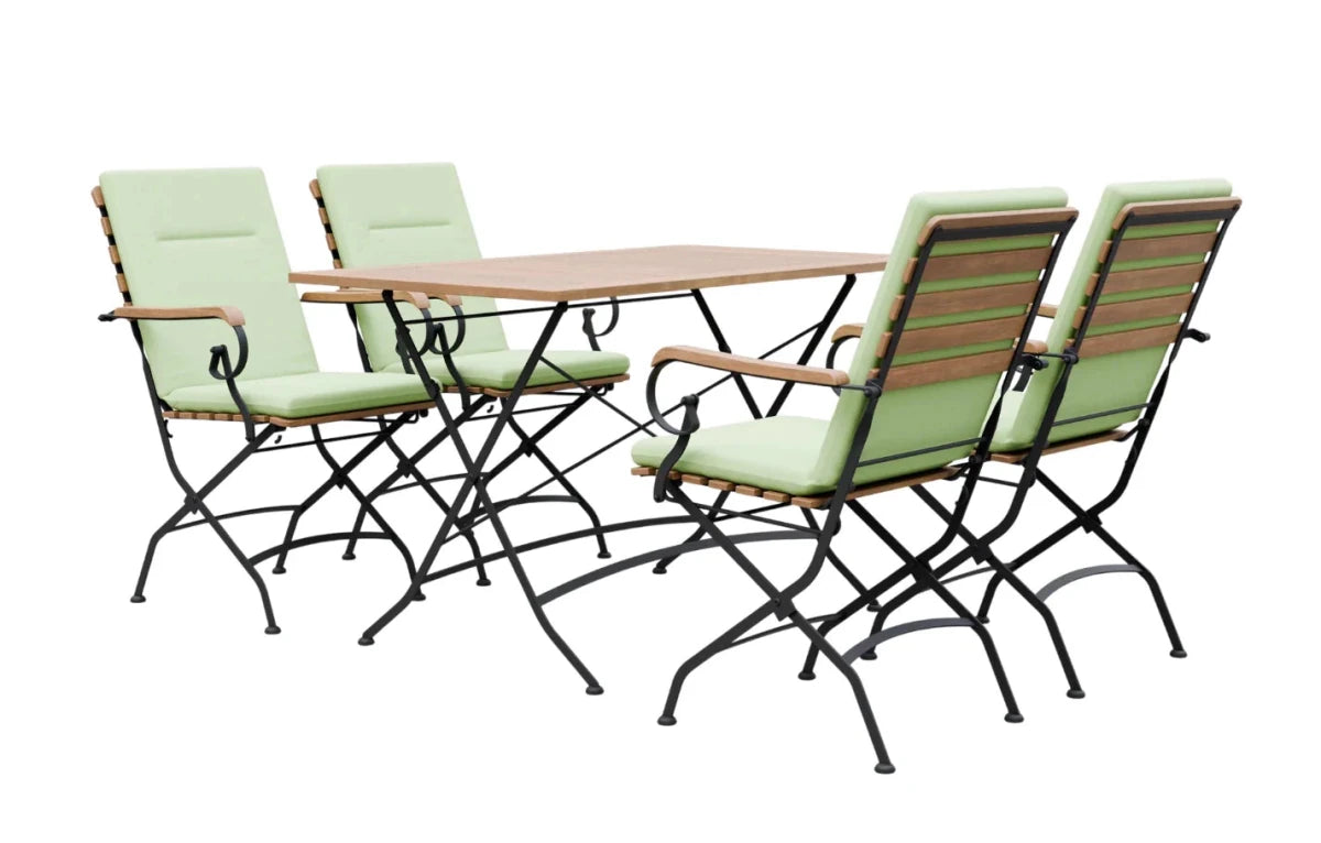 Sicily 4 Seater Teak and Wrought Iron Rectangular 120cm Garden Dining Set - Joe’s Haven