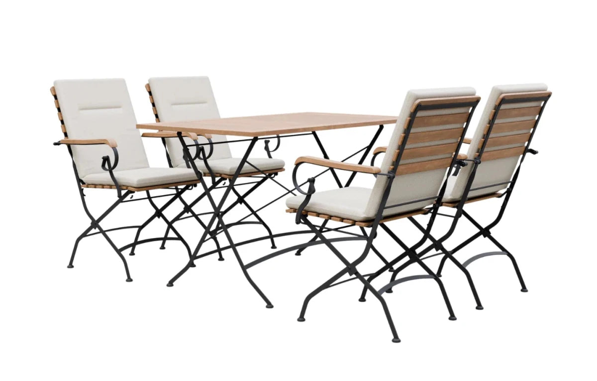 Sicily 4 Seater Teak and Wrought Iron Rectangular 120cm Garden Dining Set - Joe’s Haven