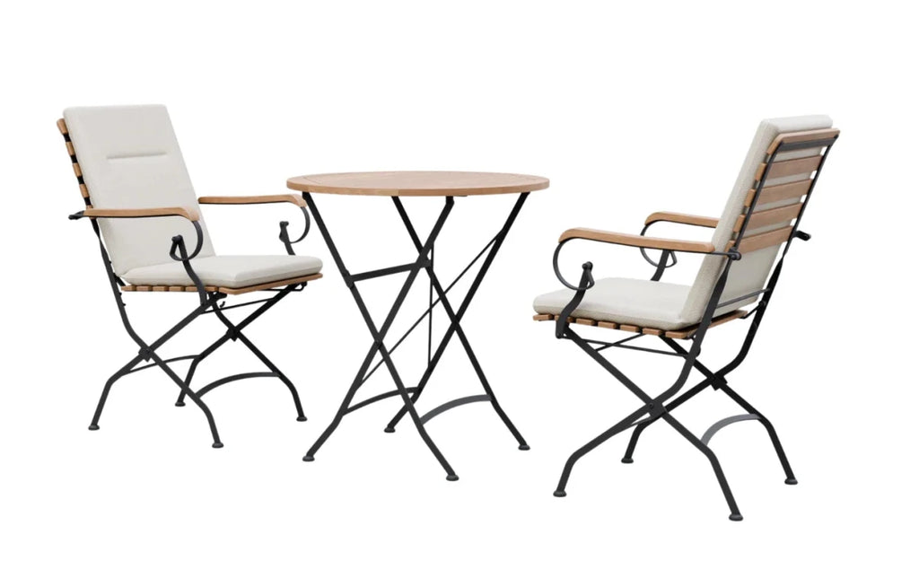 Sicily 2 Seater Teak and Wrought Iron Round 70cm Garden Dining Set - Joe’s Haven