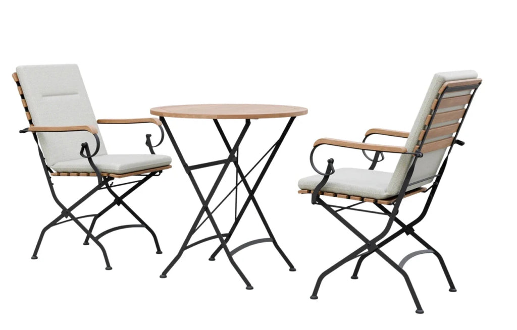 Sicily 2 Seater Teak and Wrought Iron Round 70cm Garden Dining Set - Joe’s Haven
