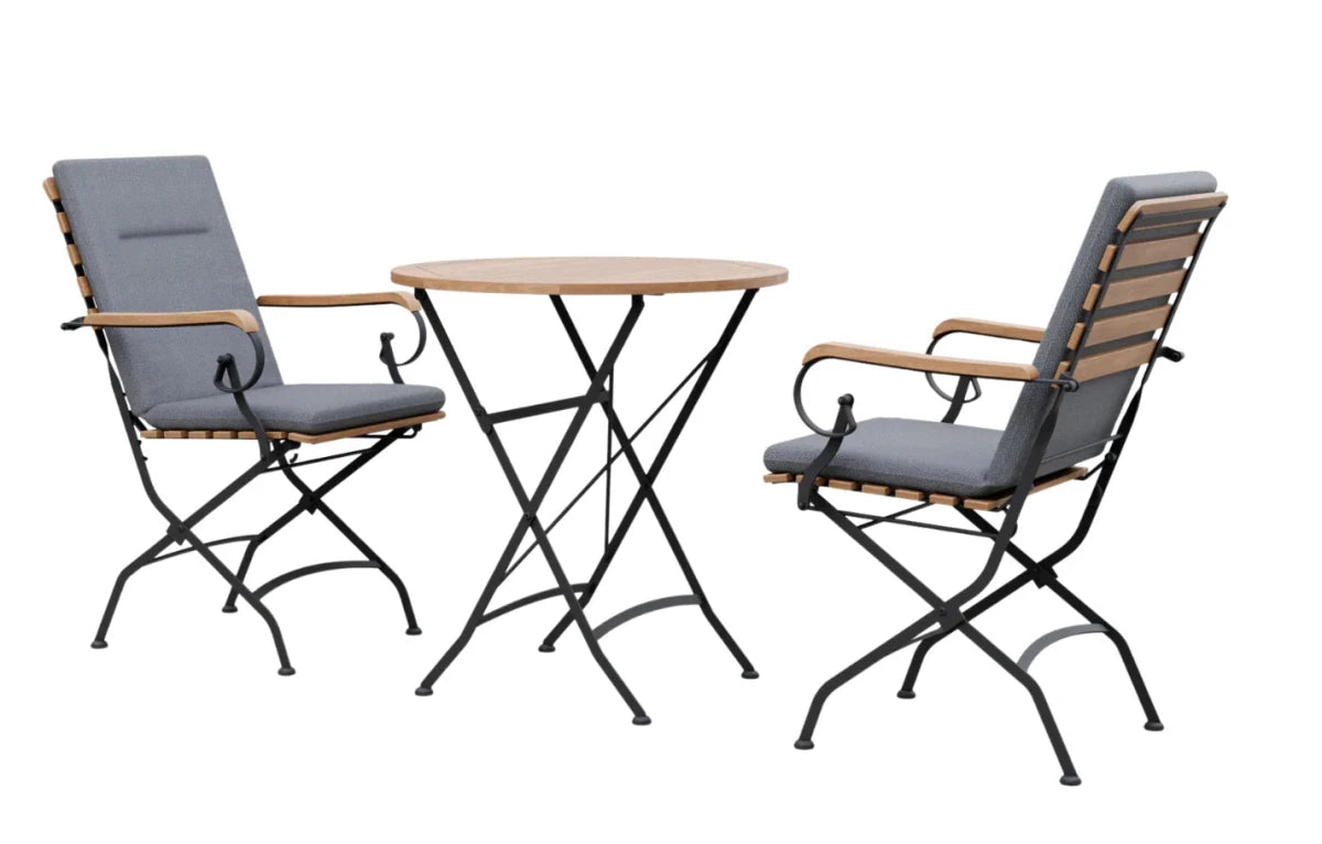 Sicily 2 Seater Teak and Wrought Iron Round 70cm Garden Dining Set - Joe’s Haven