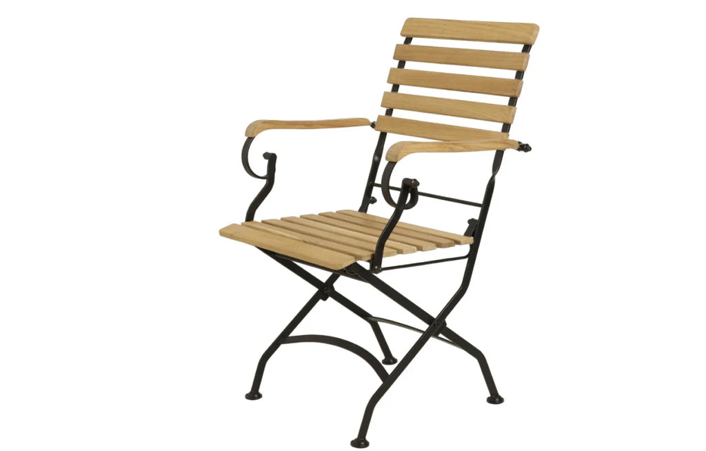 Sicily 4 Seater Teak and Wrought Iron Rectangular 120cm Garden Dining Set - Joe’s Haven