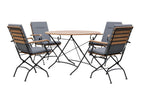 Sicily 4 Seater Teak and Wrought Iron Round 110cm Garden Dining Set - Joe’s Haven