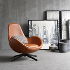 Snail Swivel Accent Armchair, Brown Leather - Joe’s Haven