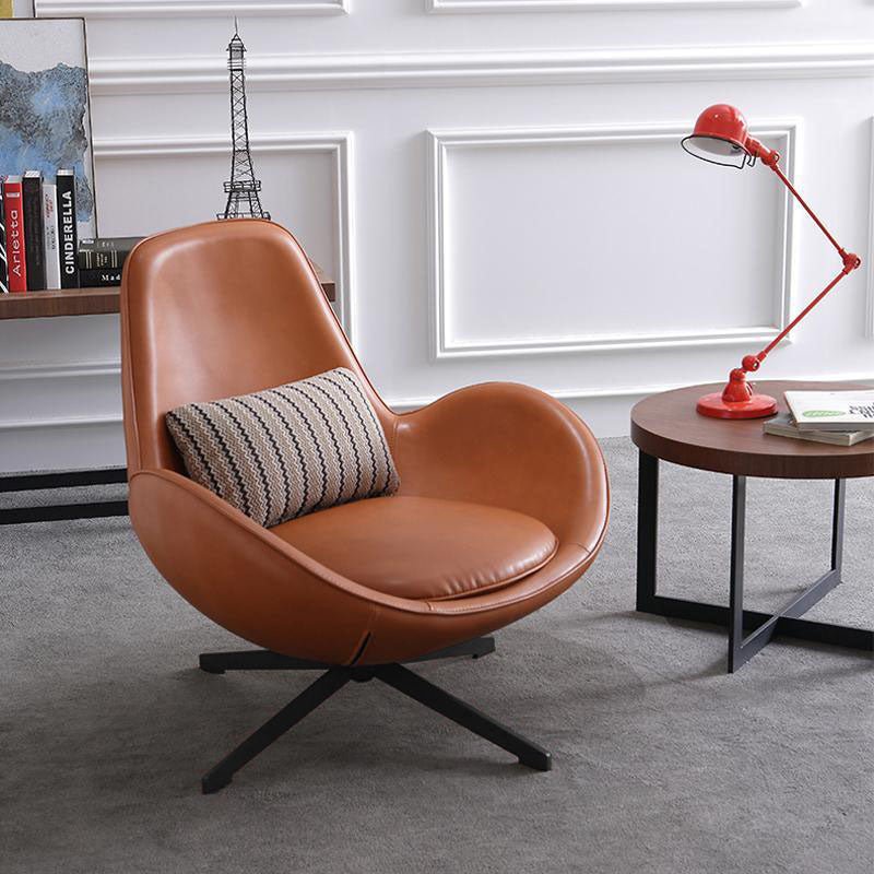 Snail Swivel Accent Armchair, Brown Leather - Joe’s Haven