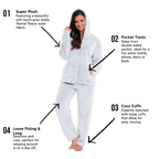 Soft Grey Plush Fleece Hooded Pyjama Set