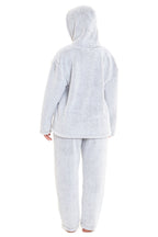 Soft Grey Plush Fleece Hooded Pyjama Set