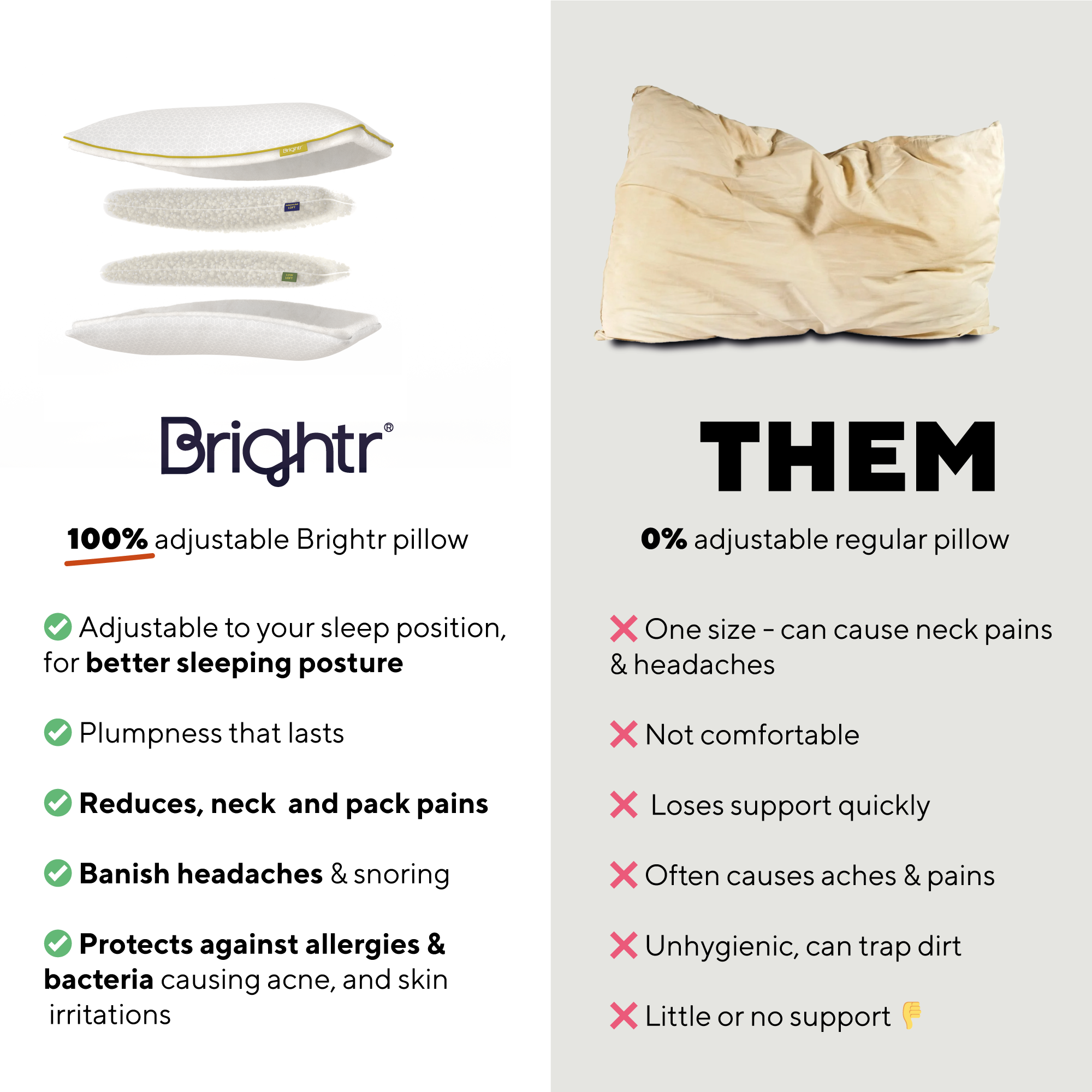 Brightr® Stella Hybrid Neck Relief pillow