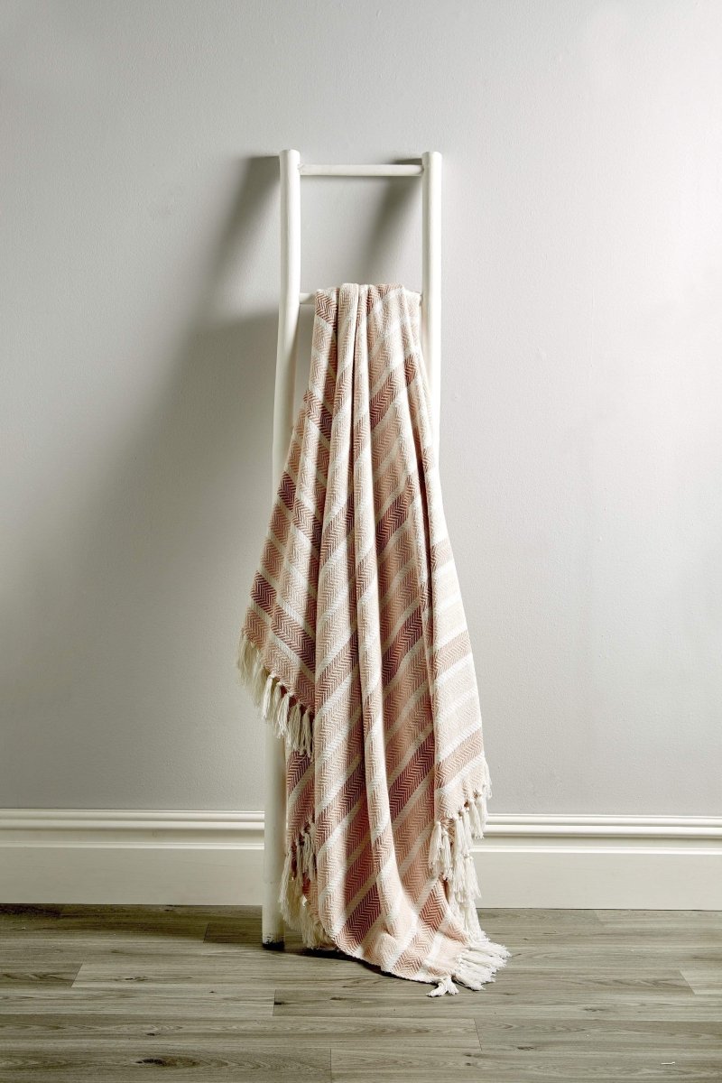 Stripe Handwoven Pure Cotton Throw Blanket with Tassels - Joe’s Haven