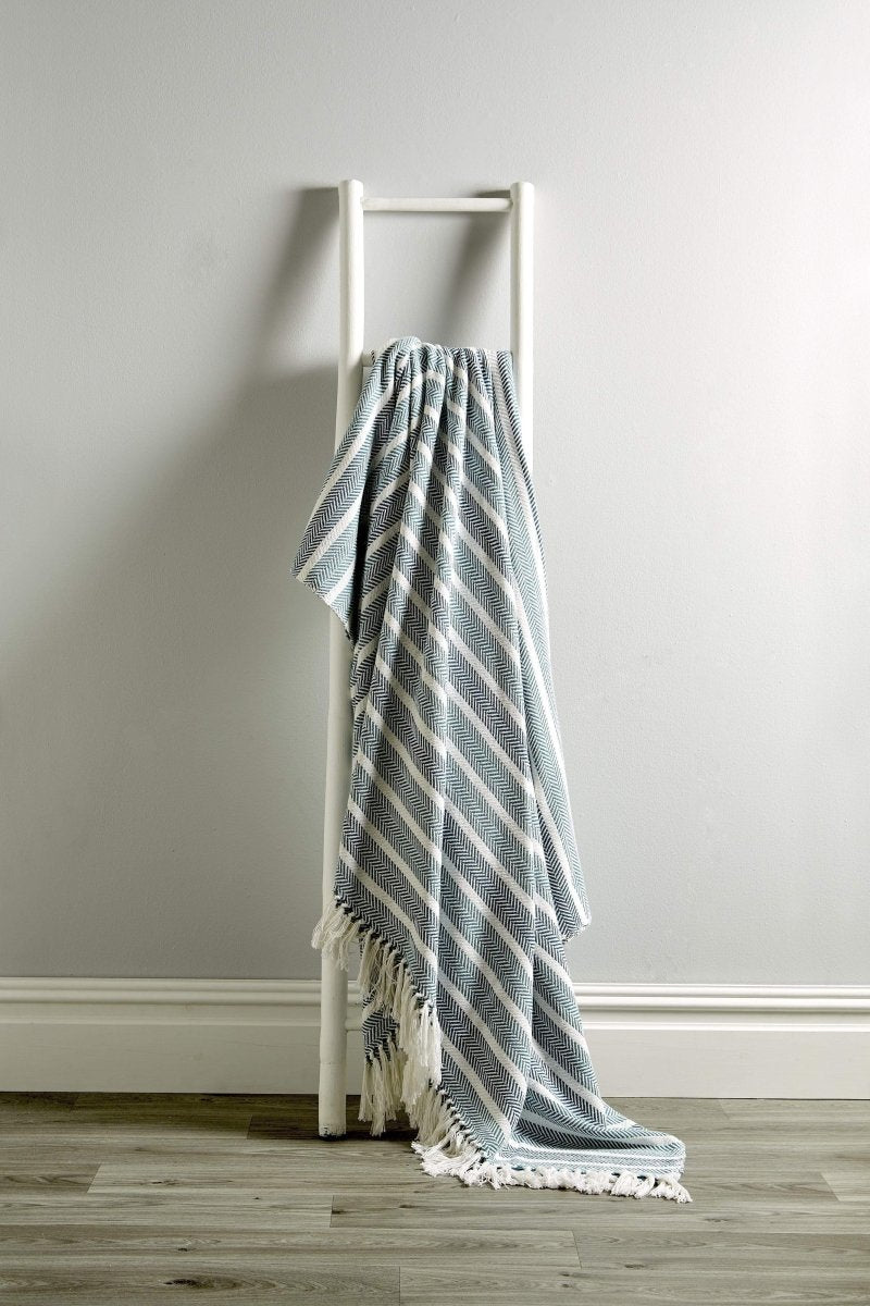 Stripe Handwoven Pure Cotton Throw Blanket with Tassels - Joe’s Haven