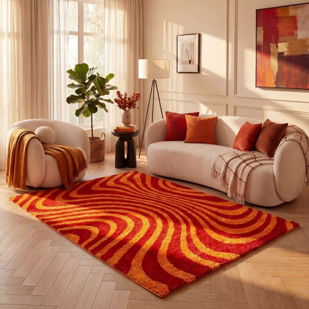 Joli Striped Red & Orange Rug - Joe’s Haven