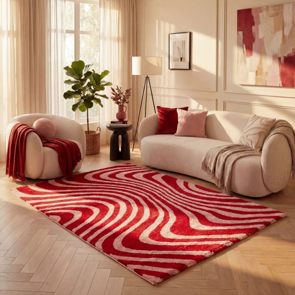 Joli Striped Red & Pink Rug - Joe’s Haven