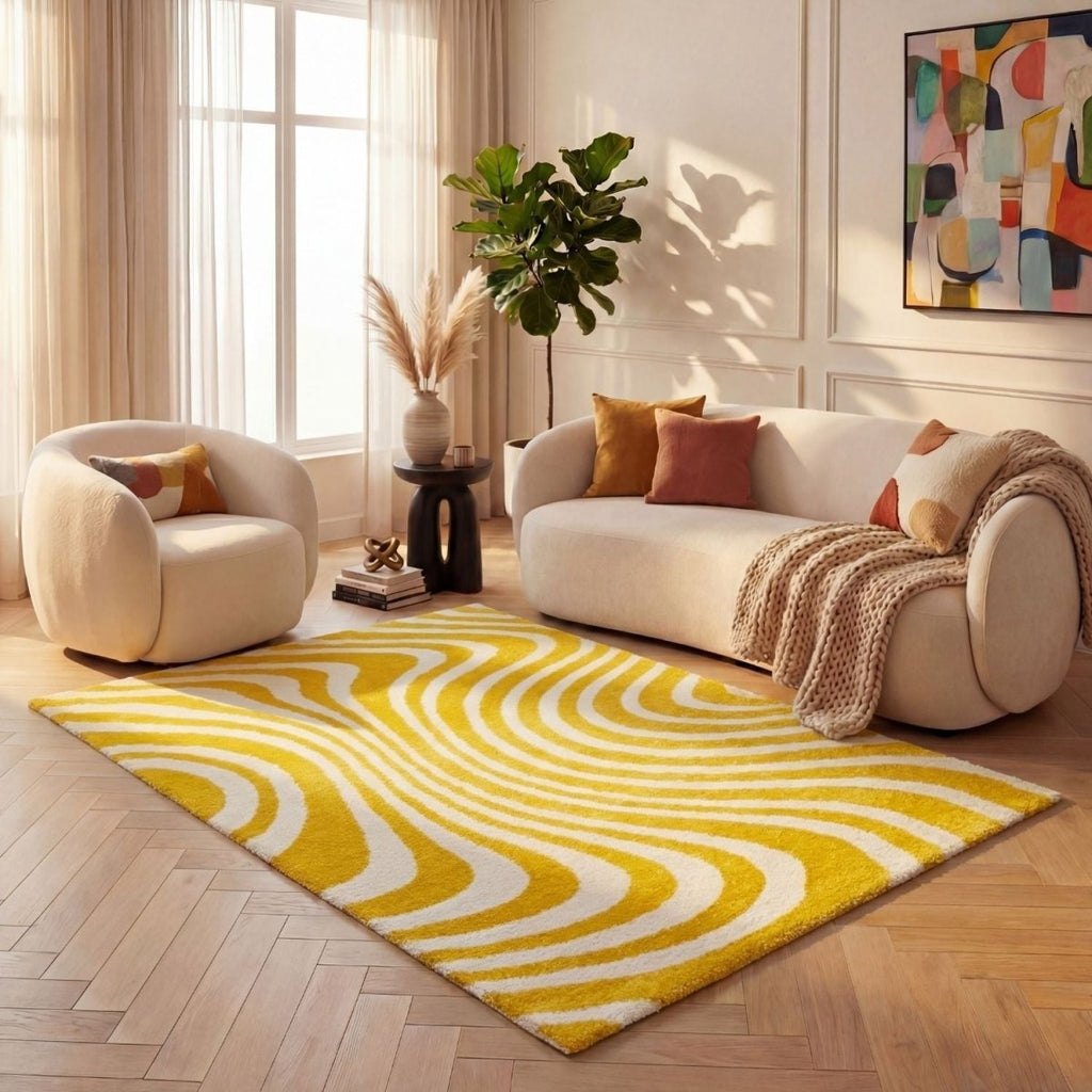 Joli Striped Yellow & White Rug - Joe’s Haven