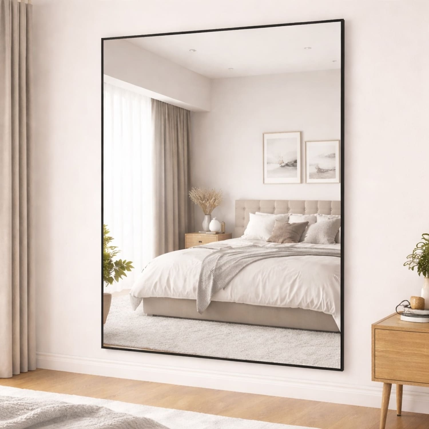 Takara - Full Length Black Metal Rectangle Mirror - 200cm x 150cm - Joe’s Haven