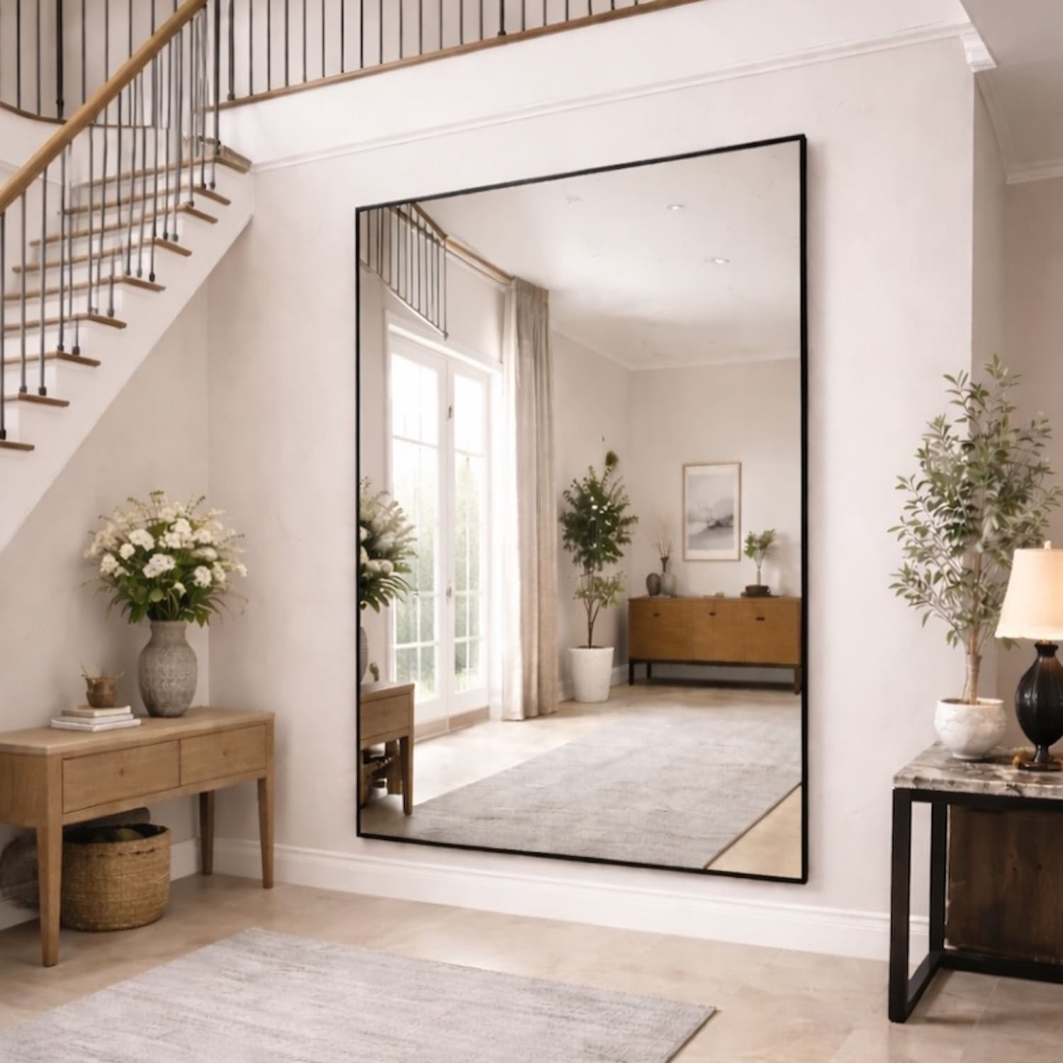 Takara - Full Length Black Metal Rectangle Mirror - 200cm x 150cm - Joe’s Haven