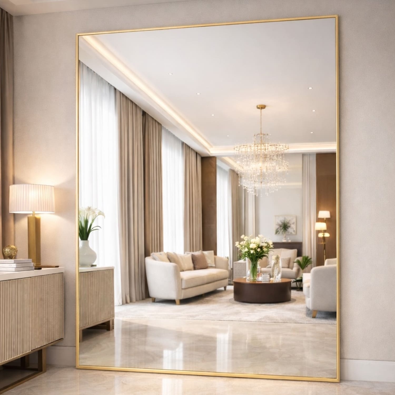 Takara - Full Length Gold Metal Rectangle Mirror - 200cm x 150cm - Joe’s Haven