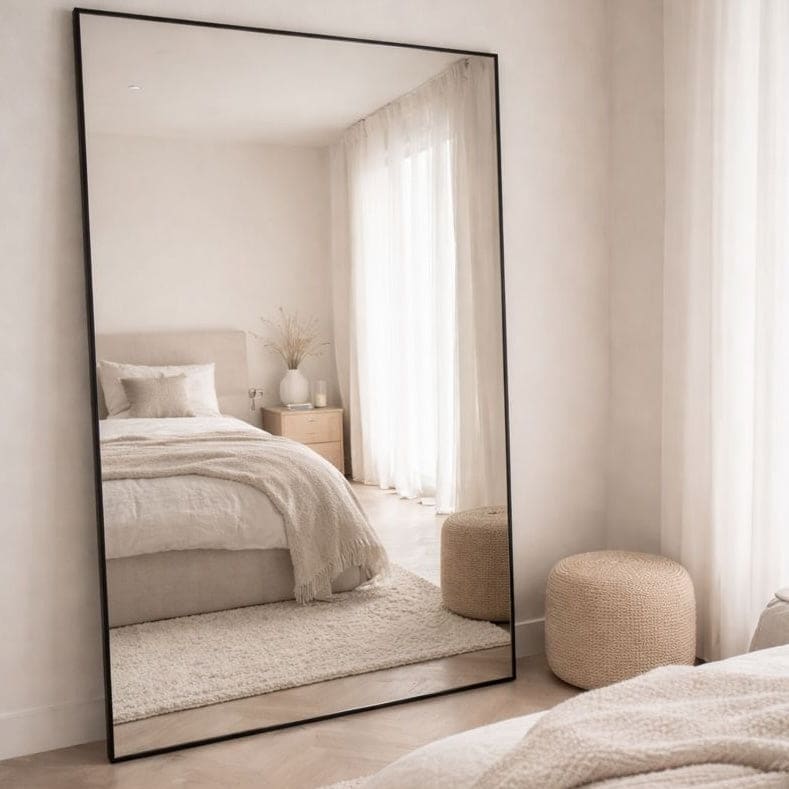Takara - Full Length Black Metal Rectangle Mirror - 200cm x 120cm - Joe’s Haven