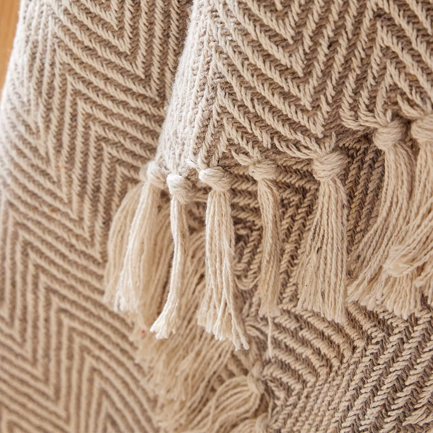 Tangier Super Soft Recycled Cotton Throw Blanket with Decorative Tassels