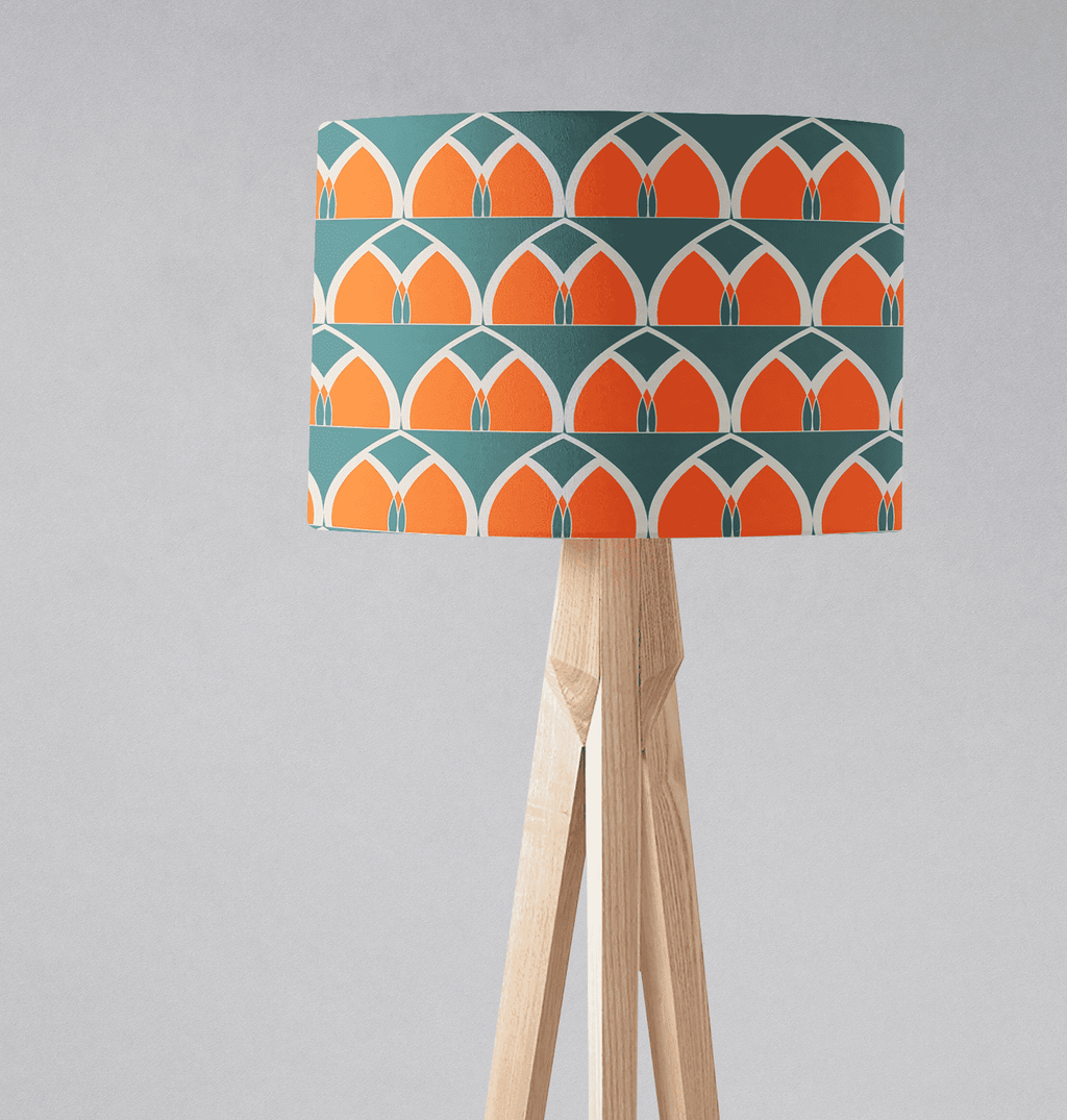 Teal and Orange Geometric Arches Design Lampshade, Ceiling or Table Lamp Shade - Joe’s Haven