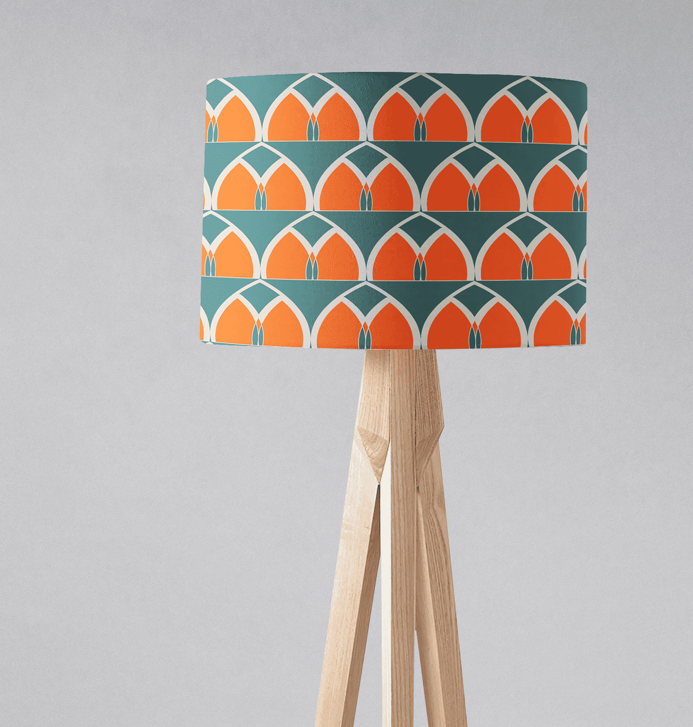 Teal and Orange Geometric Arches Design Lampshade, Ceiling or Table Lamp Shade - Joe’s Haven