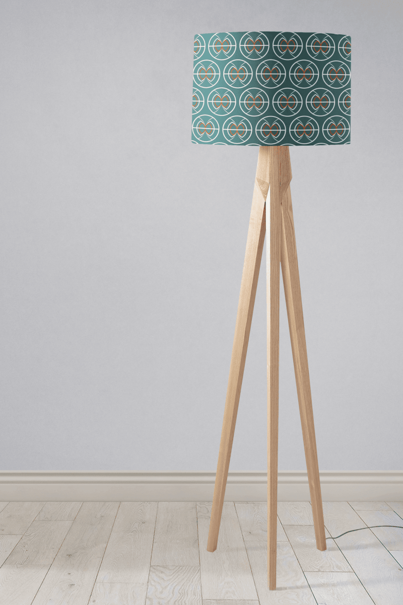 Teal and White Geometric Semi-Circle Design Lampshade, Ceiling or Table Lamp Shade - Joe’s Haven