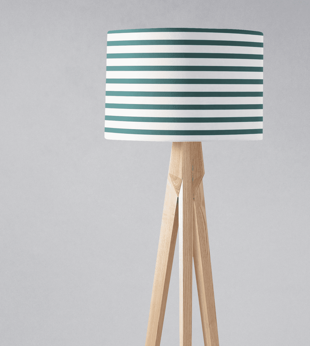 Teal and White Geometric Striped Lampshade, Ceiling or Table Lamp Shade - Joe’s Haven
