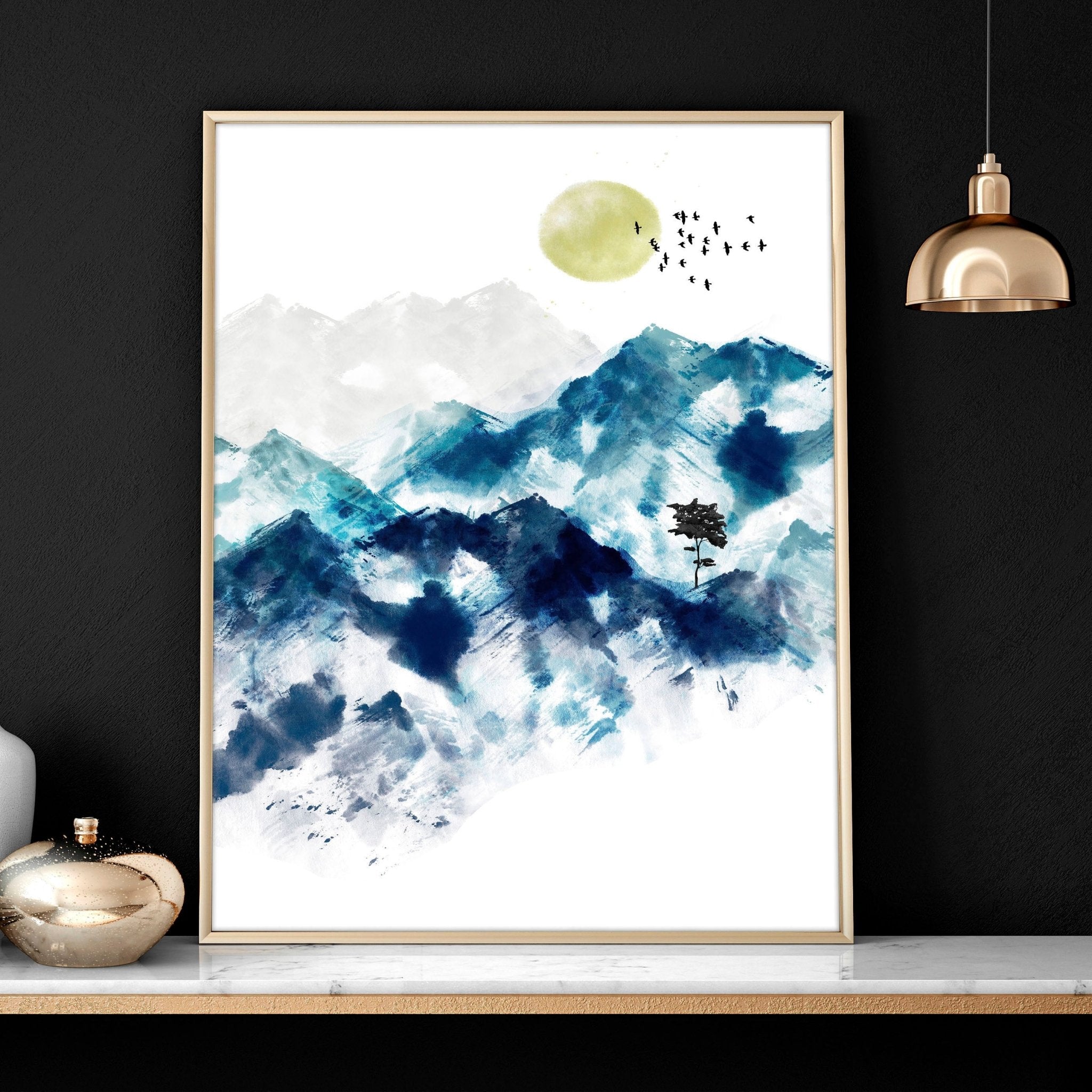 Wall art in teal | set of 3 wall art for Home office Decor