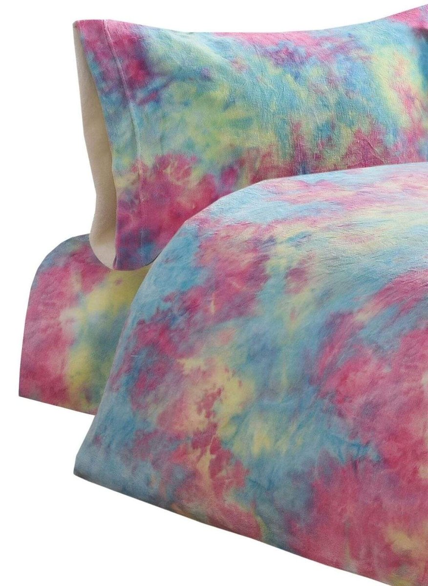 Tie Dye Rainbow Ultra - Soft Teddy Fleece Duvet Set - Joe’s Haven