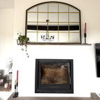 Tomi - Black & Gold Metal Arched Lattice Window Mirror - 95cm x 120cm - Joe’s Haven