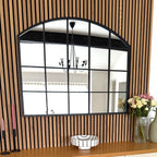 Tomi - Black Metal Arched Lattice Window Mirror - 95cm x 120cm - Joe’s Haven