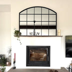 Tomi - Black Metal Arched Lattice Window Mirror - 95cm x 120cm - Joe’s Haven