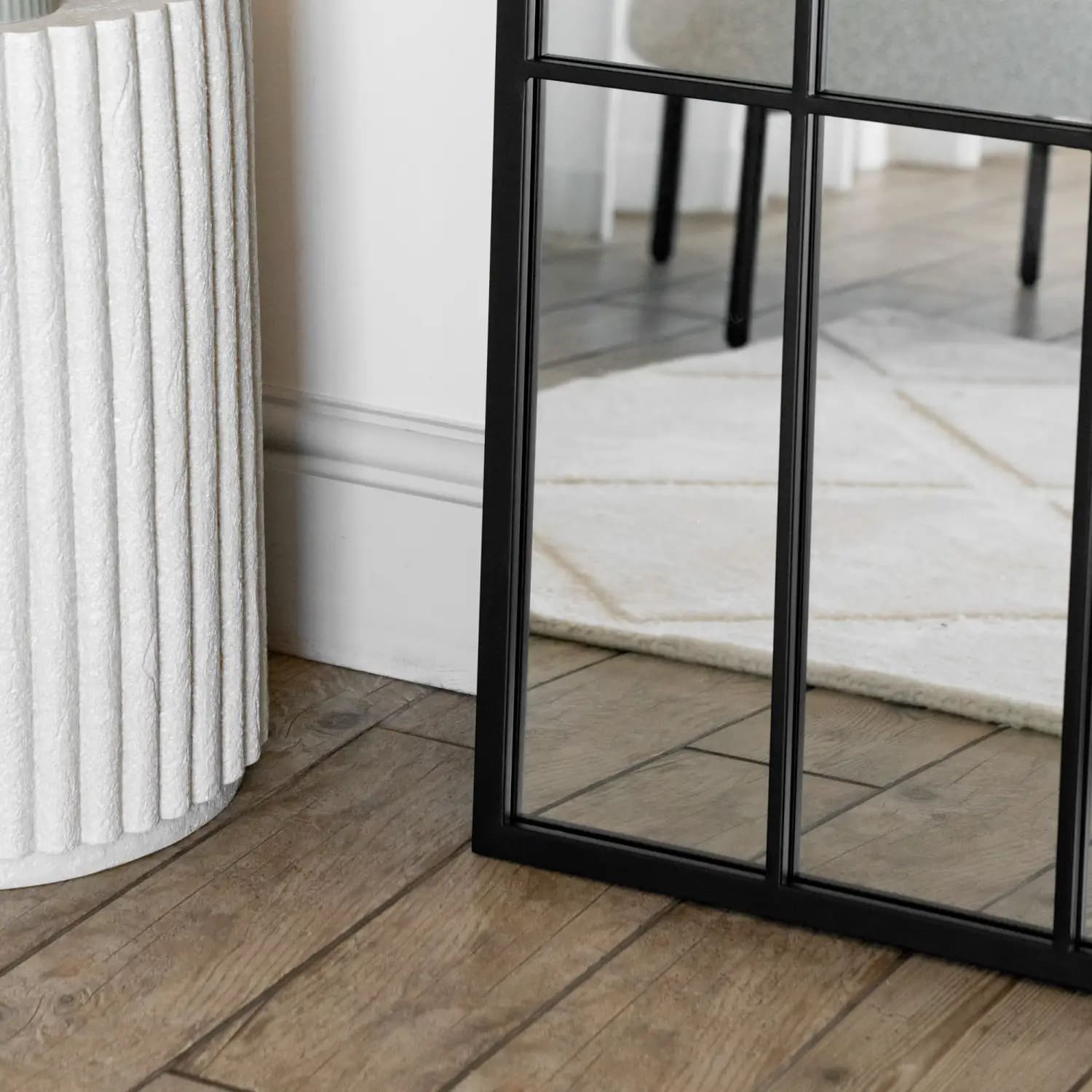 Tomi - Full Length Black Metal Arched Lattice Window Mirror - 180cm x 105cm. - Joe’s Haven