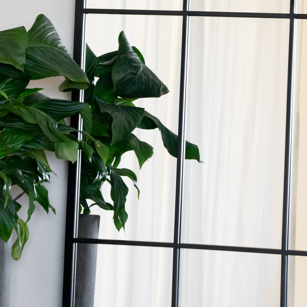 Tomi - Full Length Black Metal Arched Lattice Window Mirror - 200cm x 120cm - Joe’s Haven